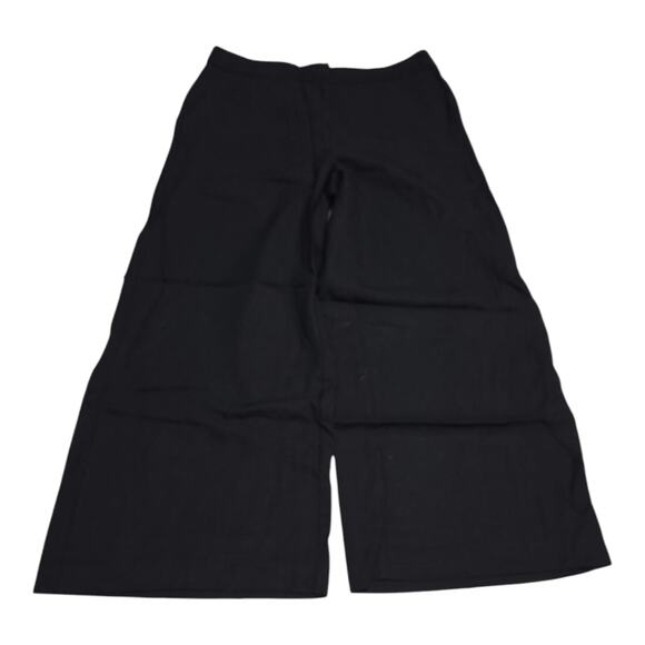 Loft Women's Black Gaucho Wide Leg Linen Blend Cropped Pants Size 6 - Picture 2 of 8